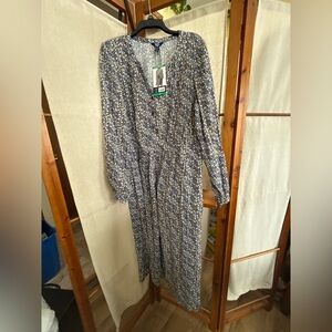 Chaps Women's Long Sleeve Midi Floral Flowy Dress